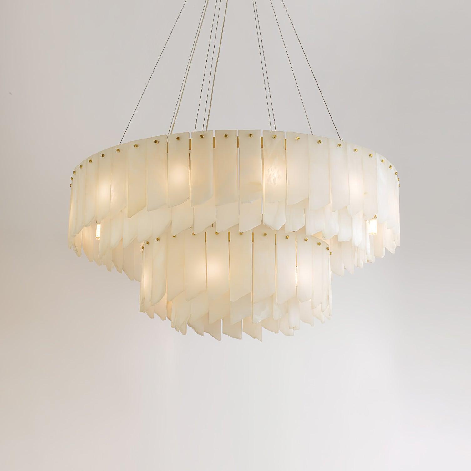 Contemporary Alabaster Cascade Tiered Chandelier