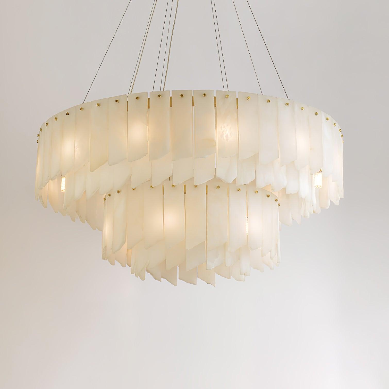 Contemporary Alabaster Cascade Tiered Chandelier