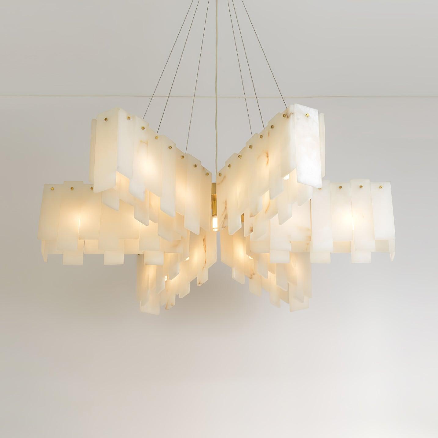 Contemporary Alabaster Cascade Tiered Chandelier