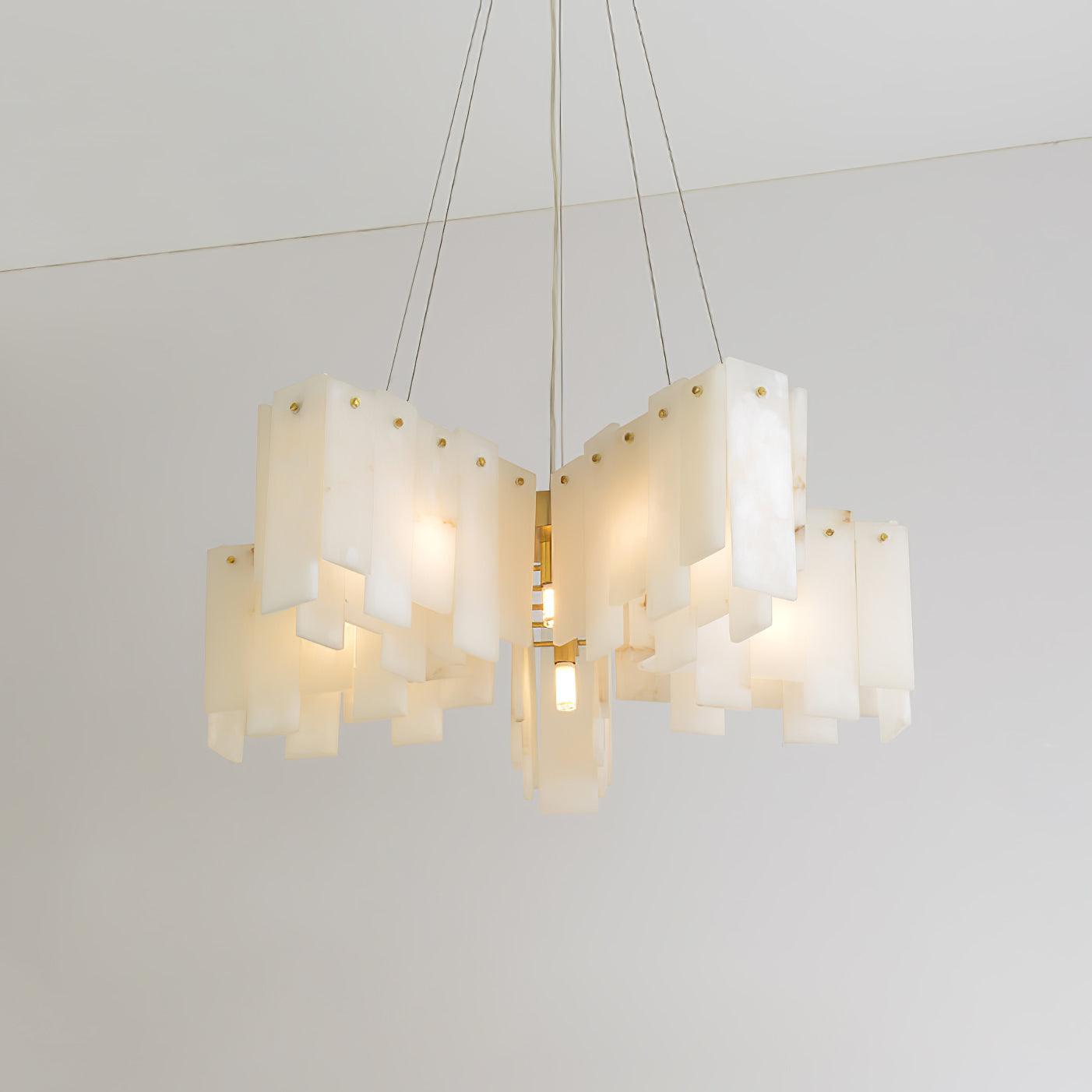 Contemporary Alabaster Cascade Tiered Chandelier