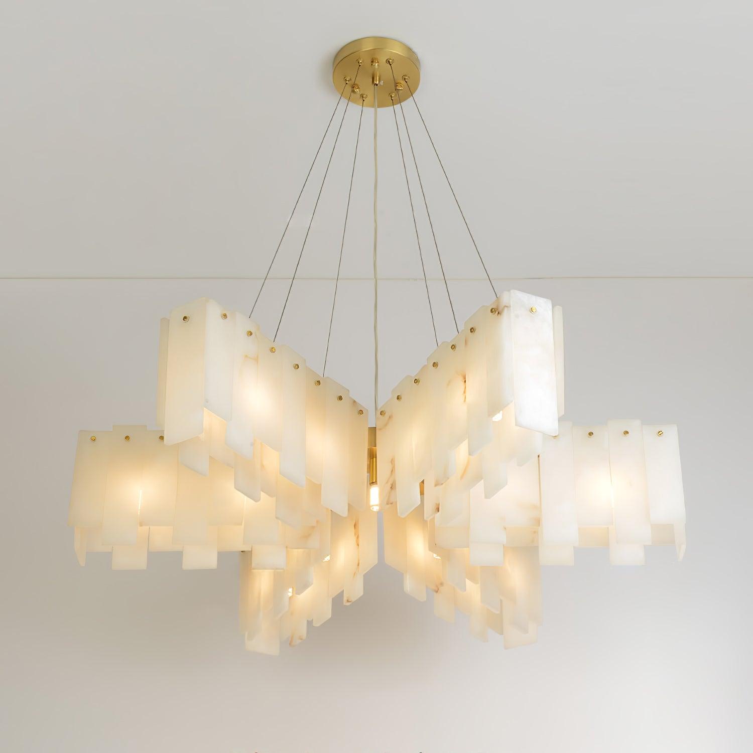 Contemporary Alabaster Cascade Tiered Chandelier