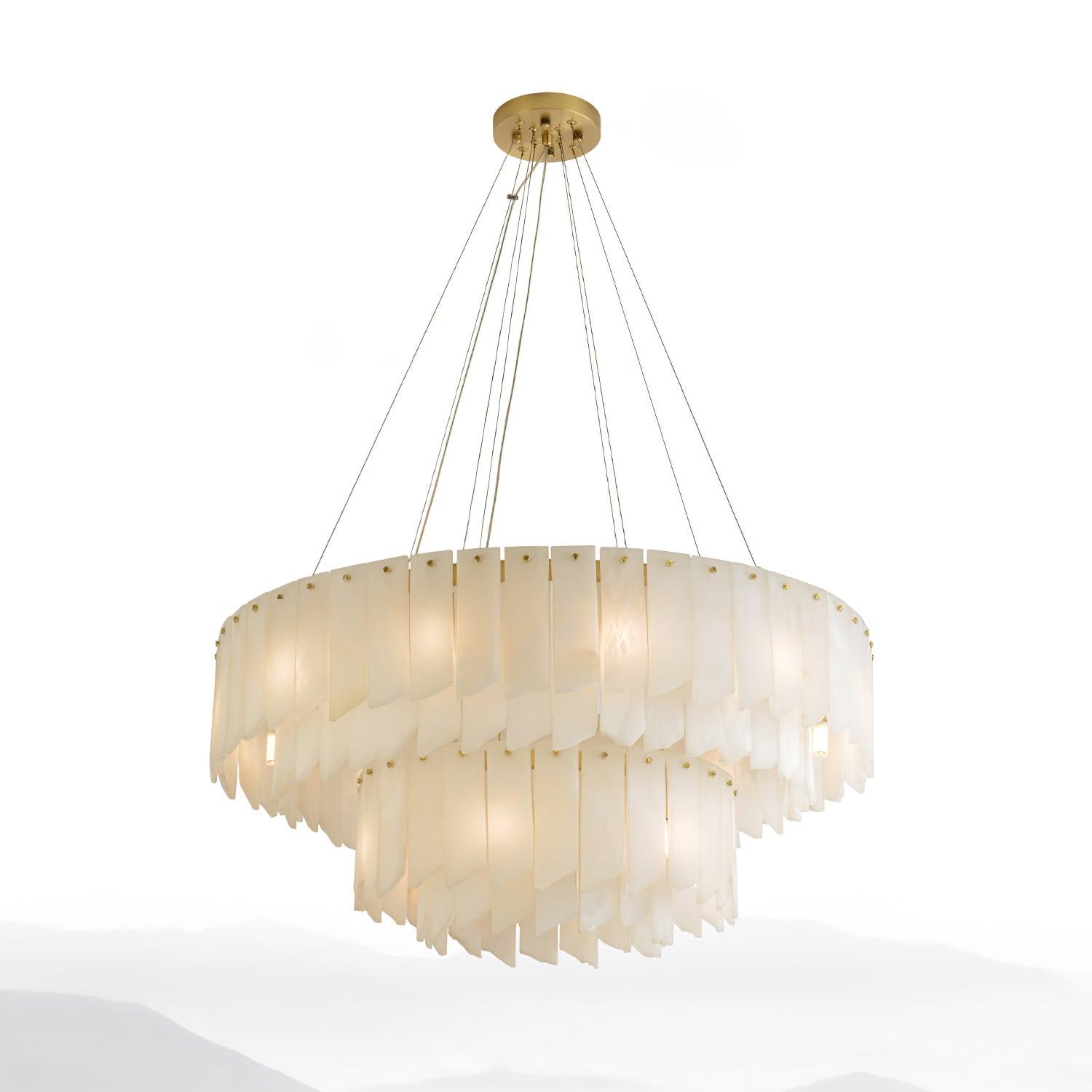 Contemporary Alabaster Cascade Tiered Chandelier