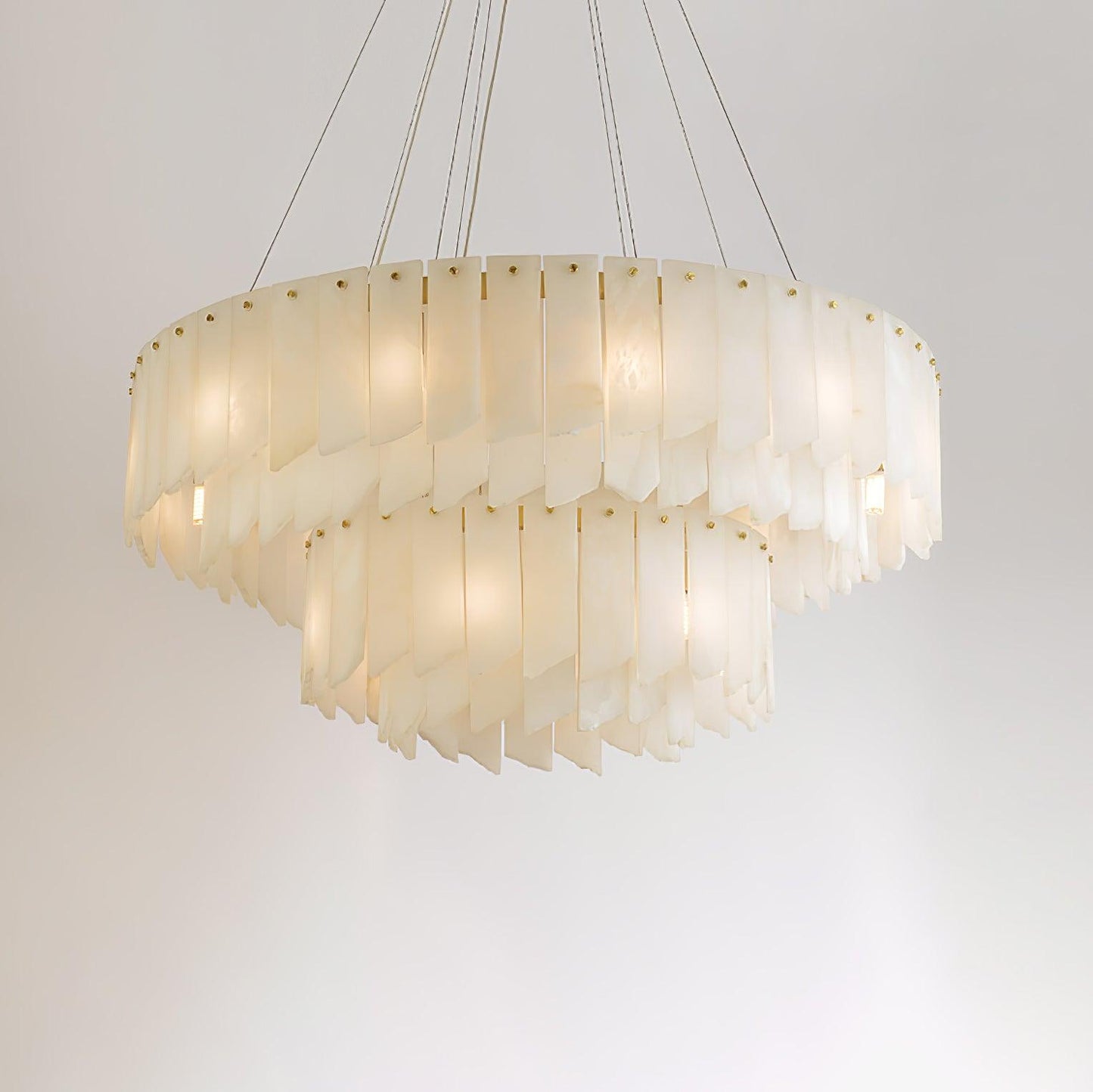 Contemporary Alabaster Cascade Tiered Chandelier