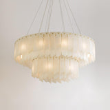 Contemporary Alabaster Cascade Tiered Chandelier