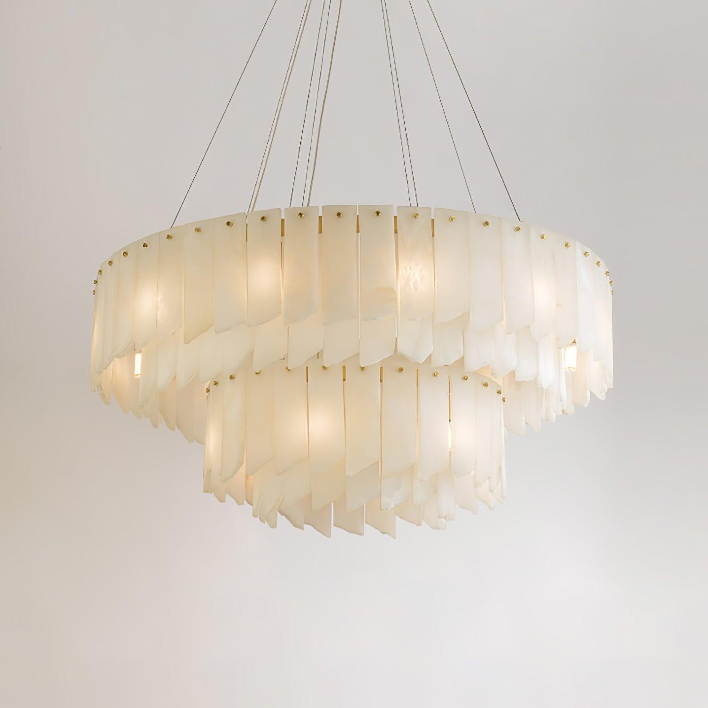Contemporary Alabaster Cascade Tiered Chandelier