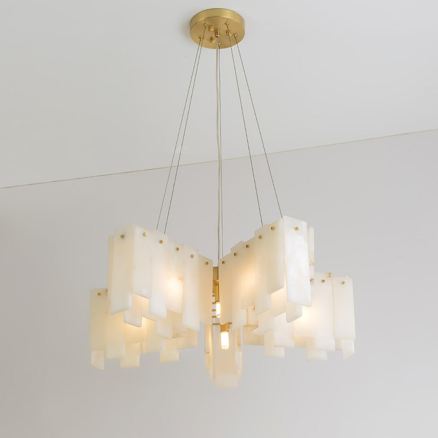 Contemporary Alabaster Cascade Tiered Chandelier