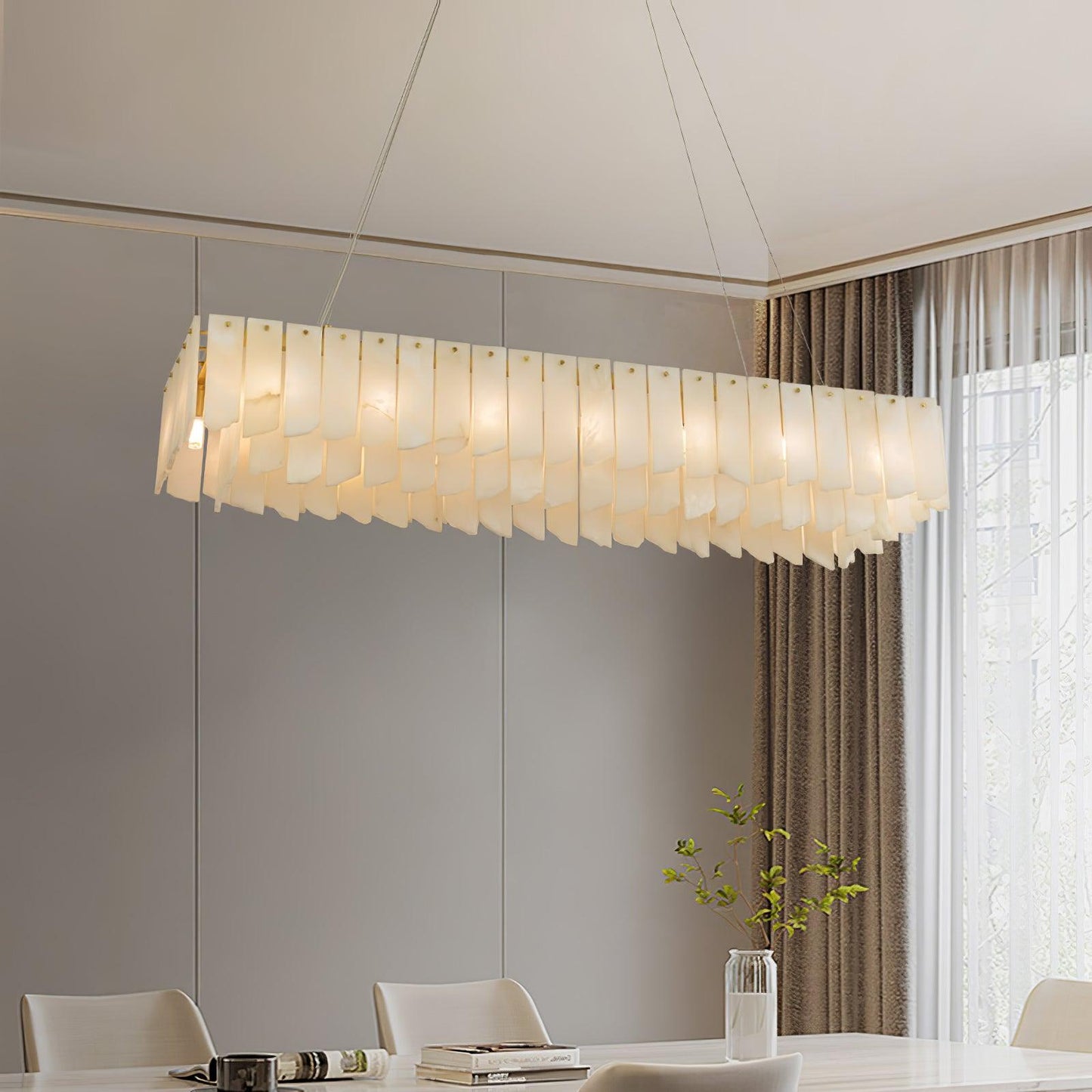 Contemporary Alabaster Cascade Tiered Chandelier