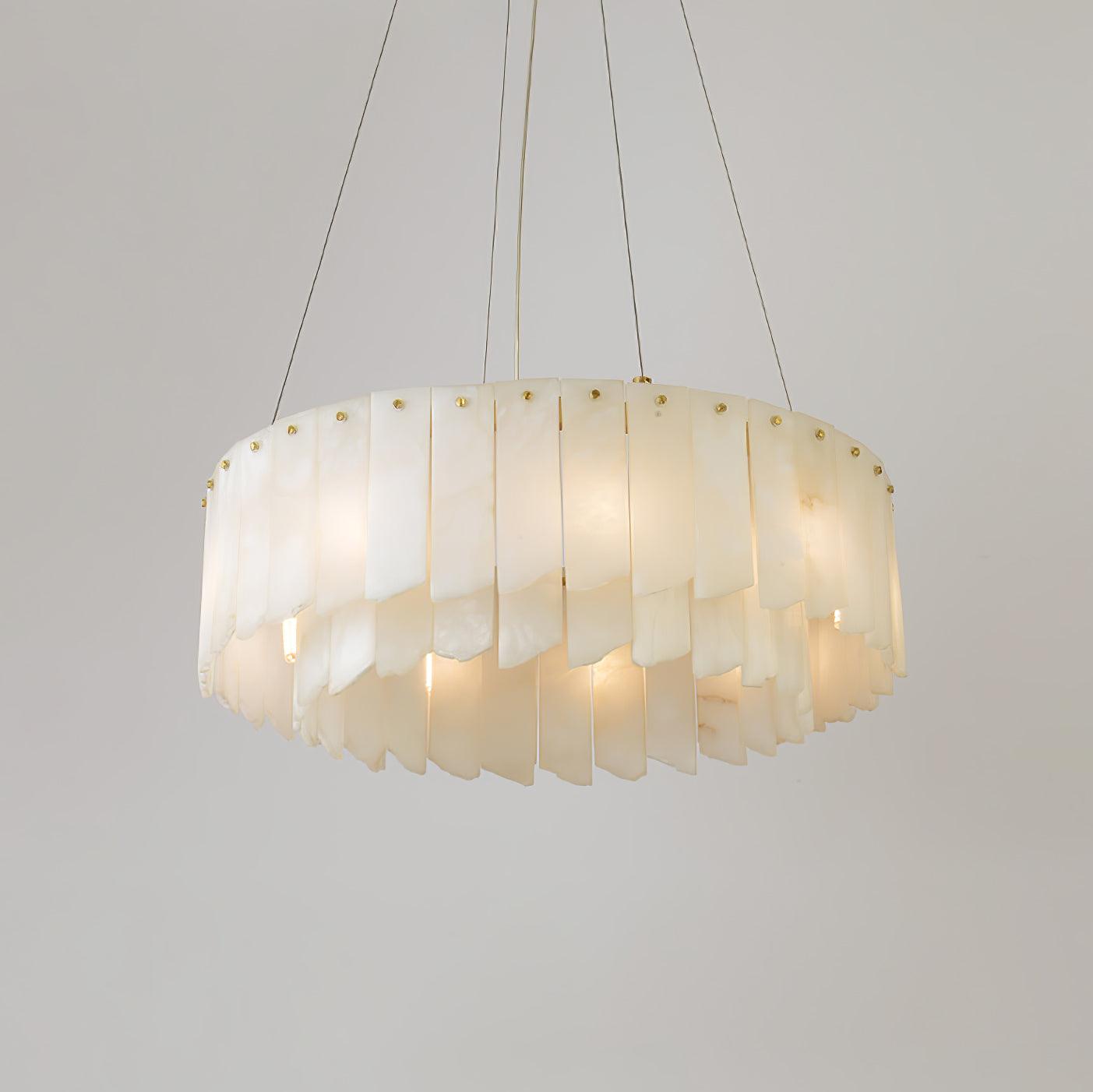Contemporary Alabaster Cascade Tiered Chandelier