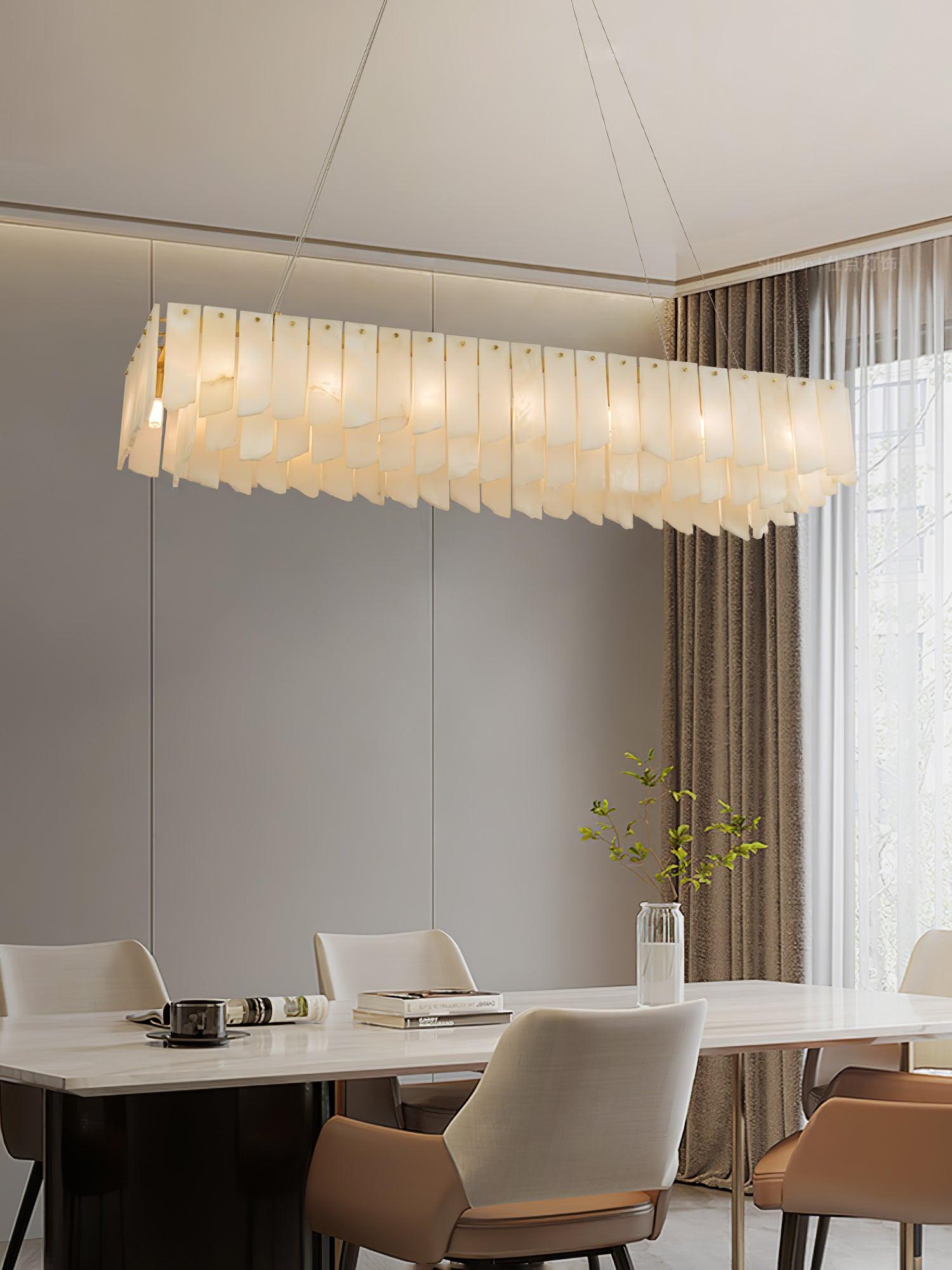 Contemporary Alabaster Cascade Tiered Chandelier