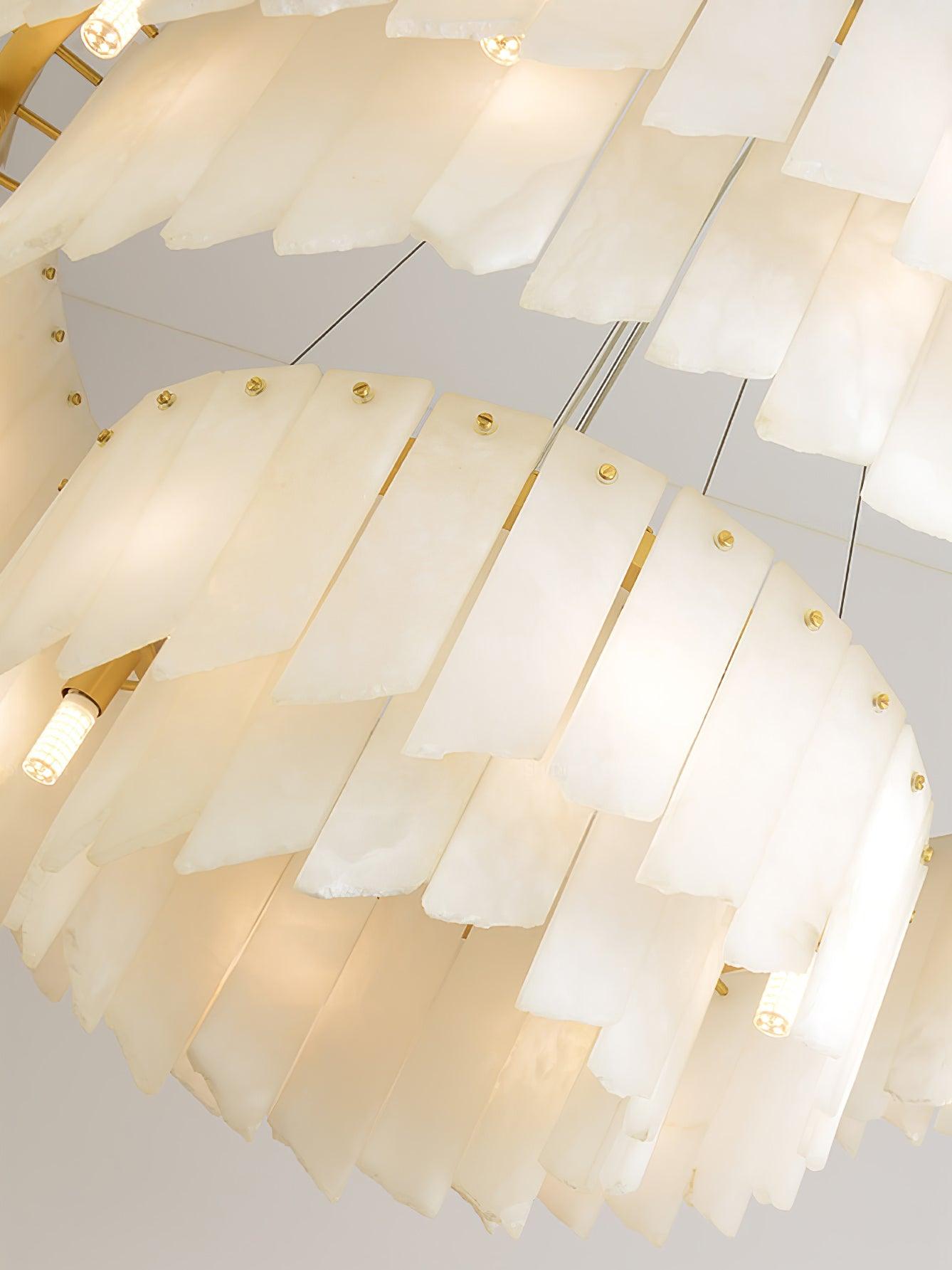 Contemporary Alabaster Cascade Tiered Chandelier