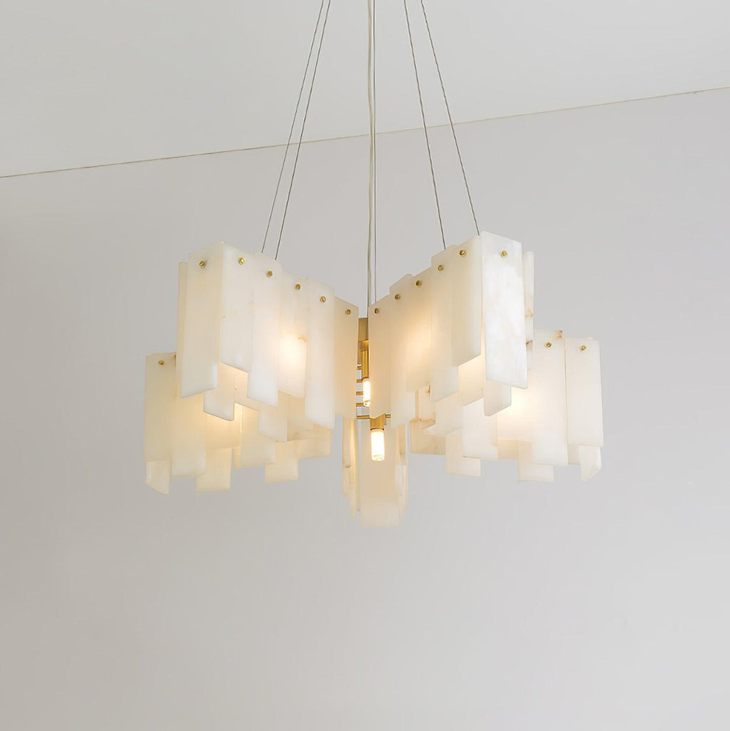 Contemporary Alabaster Cascade Tiered Chandelier