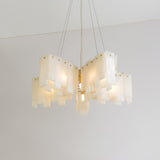 Contemporary Alabaster Cascade Tiered Chandelier