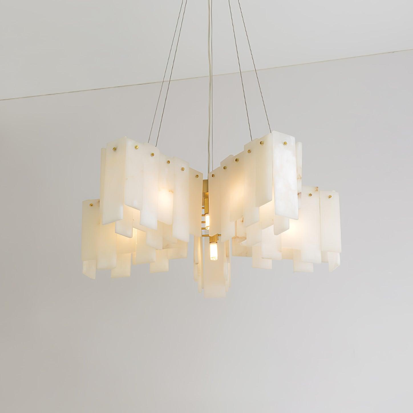 Contemporary Alabaster Cascade Tiered Chandelier