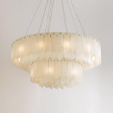 Contemporary Alabaster Cascade Tiered Chandelier