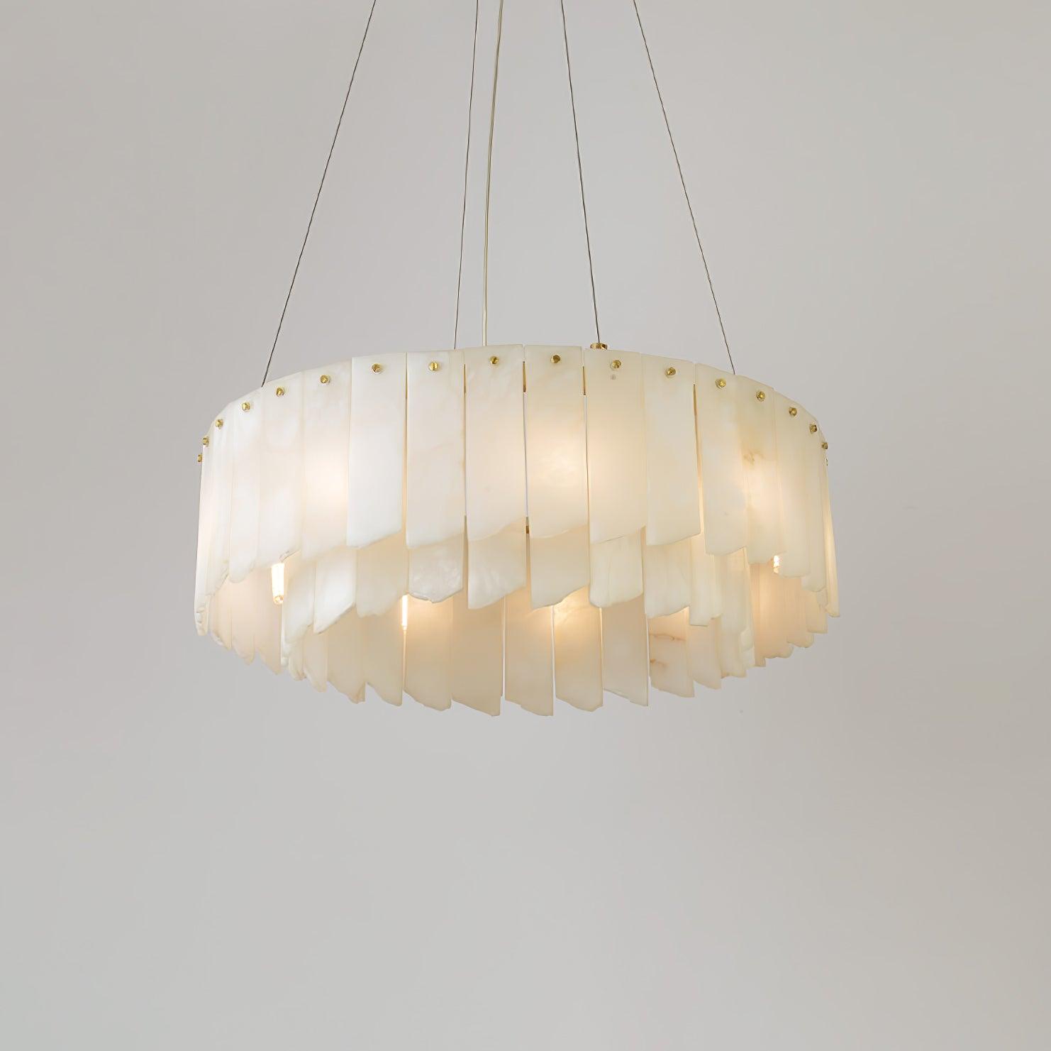 Contemporary Alabaster Cascade Tiered Chandelier