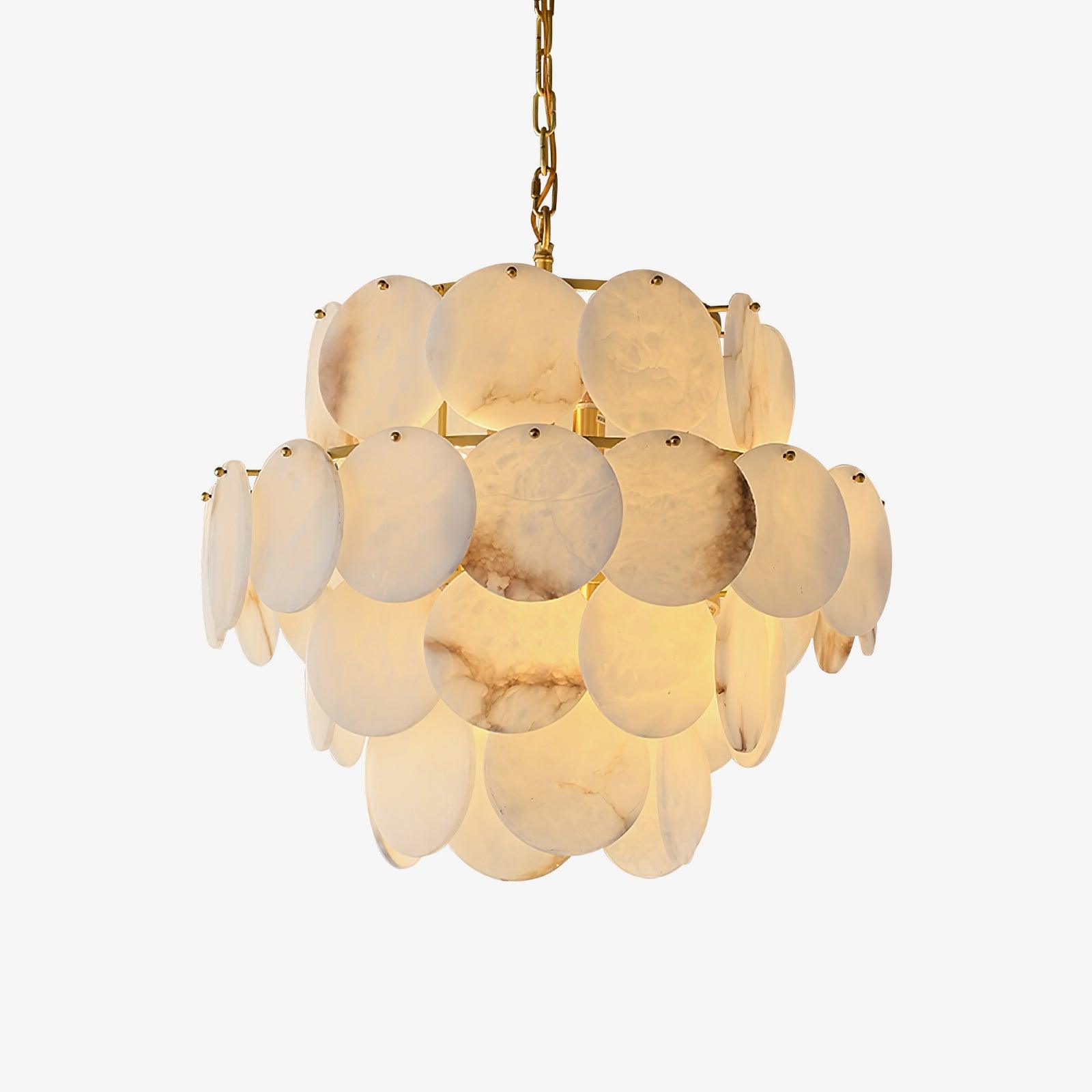 Alabaster Shell Brass Chandelier Secondary image
