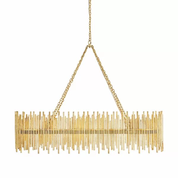 Althely Brass 10 Lights Rectangle Pendant Chandelier