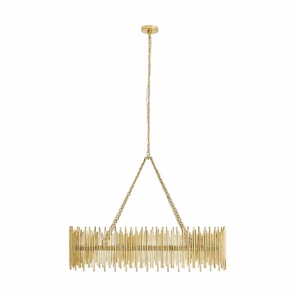 Althely Brass 10 Lights Rectangle Chandelier Main image