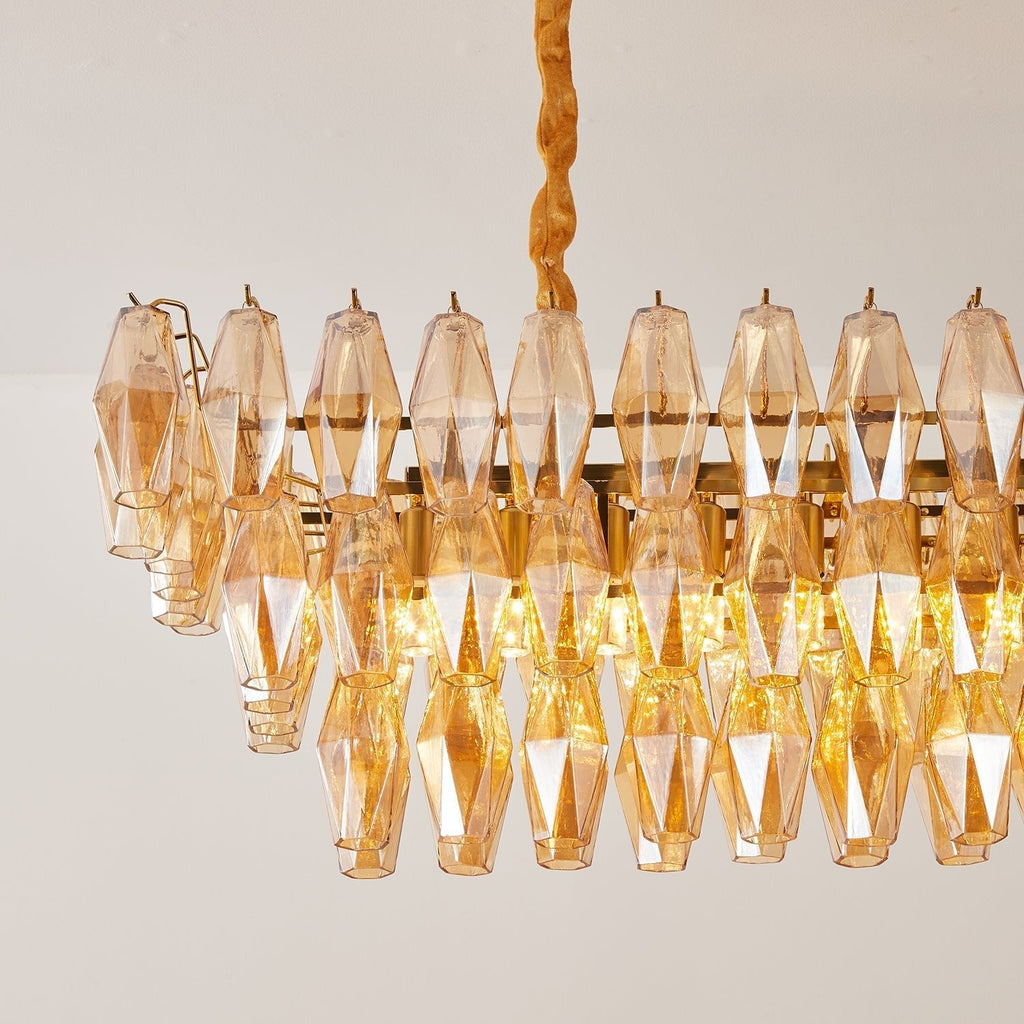 Amber Prism Glass Chandelier