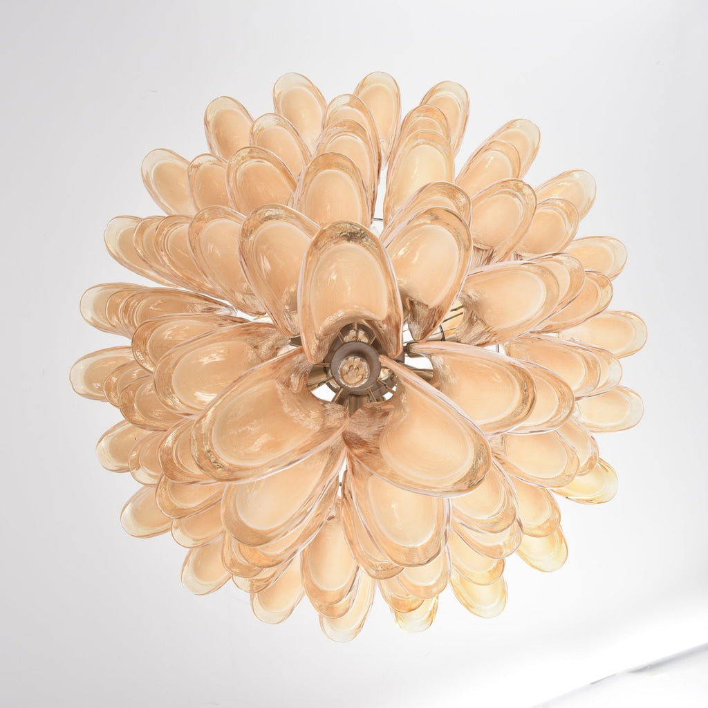 Designer Amber Cloud Murano Glass Petals Chandelier - CasaraHouse