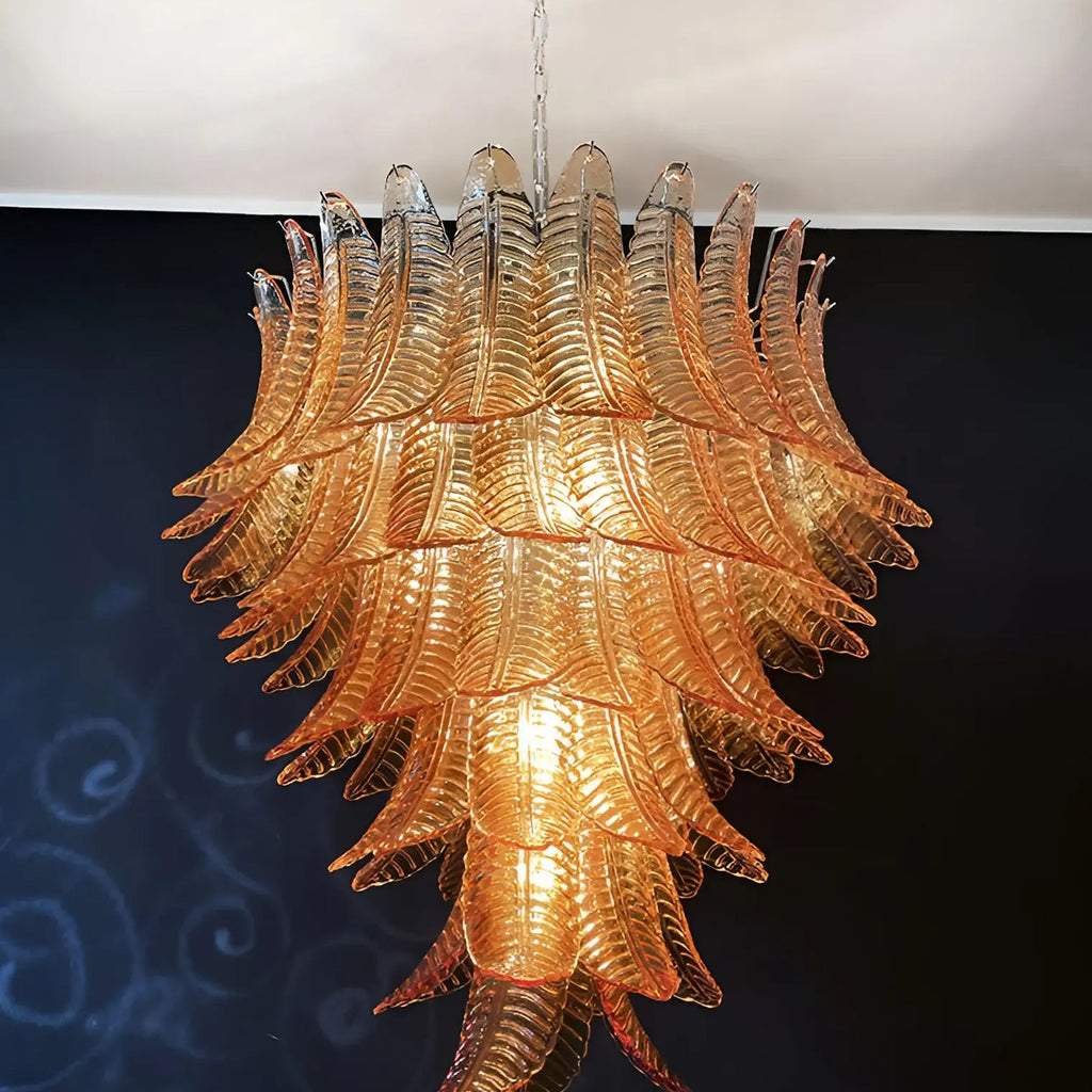 Luxury Amber Leaf Cascade Chandelier - CasaraHouse