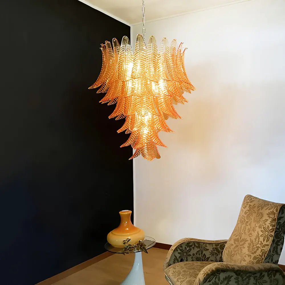 Luxury Amber Leaf Cascade Chandelier - CasaraHouse