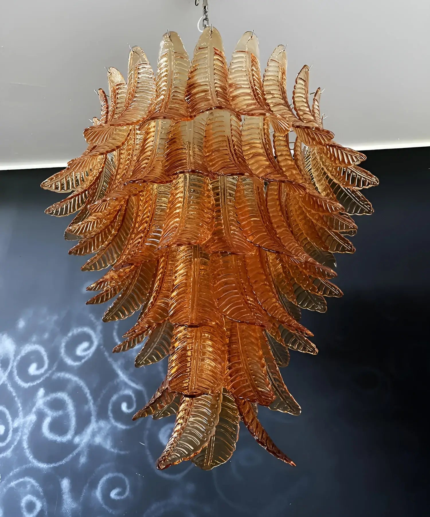 Luxury Amber Leaf Cascade Chandelier - CasaraHouse