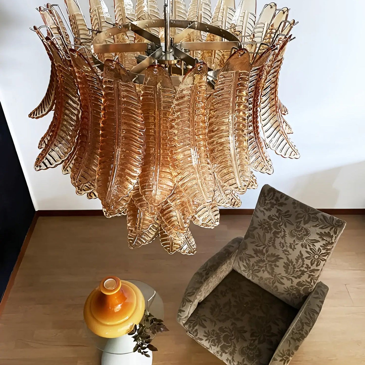 Luxury Amber Leaf Cascade Chandelier - CasaraHouse