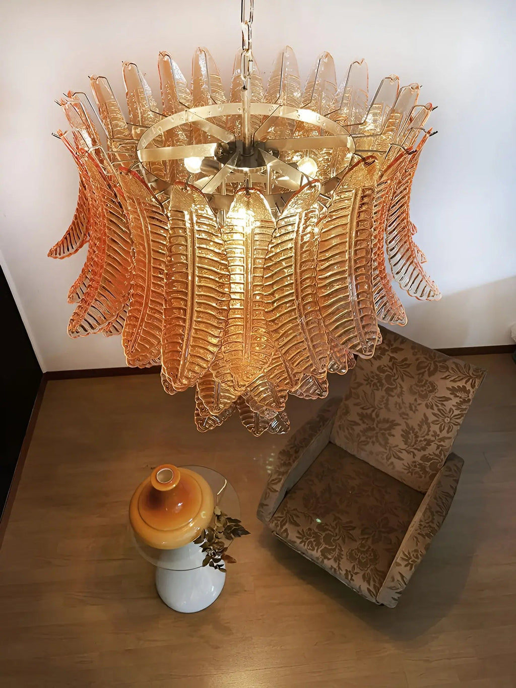 Luxury Amber Leaf Cascade Chandelier - CasaraHouse