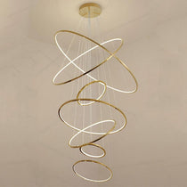Amina Gold Multi Rings Chandelier for Lobby Villa