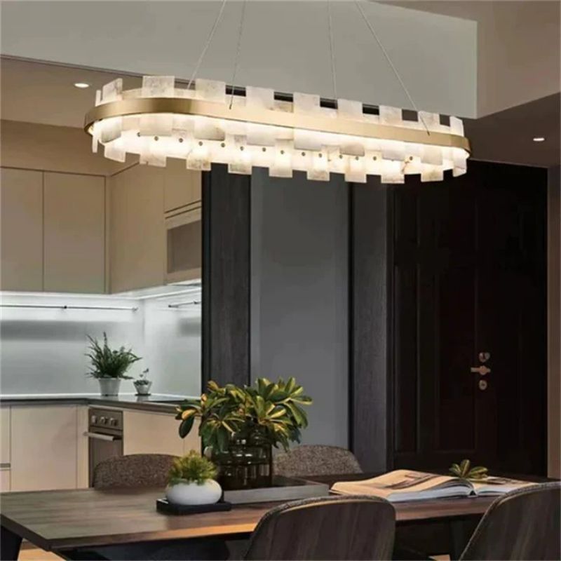 Anita Alabaster Round & Oval Chandelier
