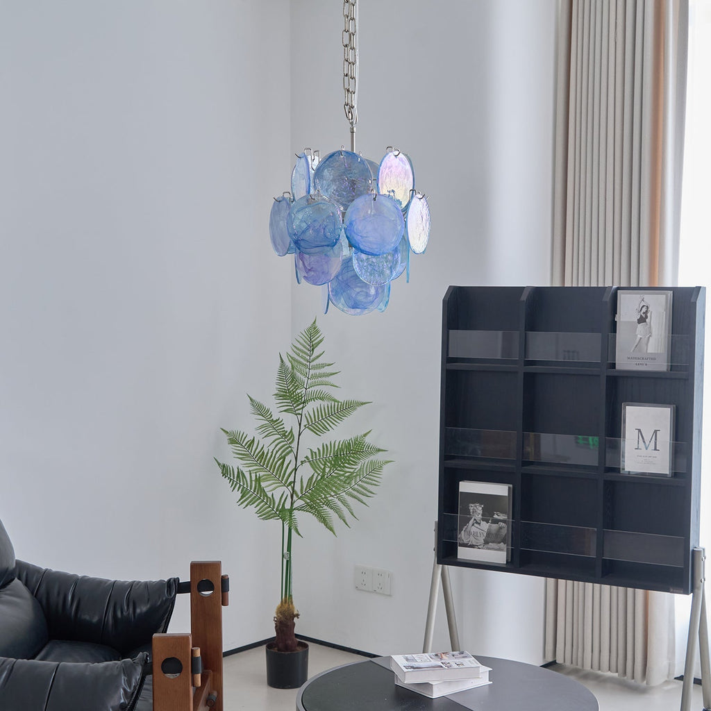 Aqua Blue Glass Murano Chandelier
