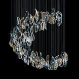 Designer Aqua Ripple Glass Art Customize Chandelier - CasaraHouse