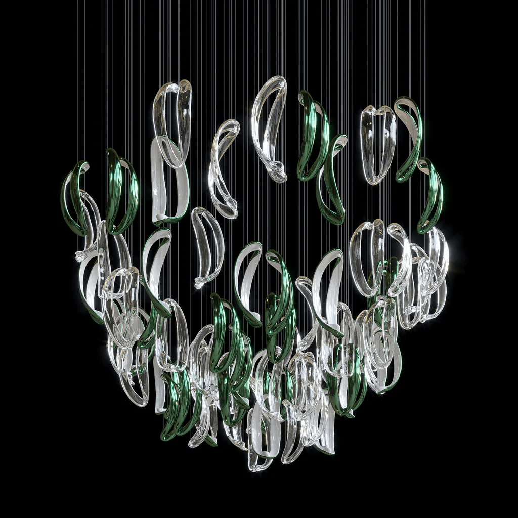 Designer Aqua Ripple Glass Art Customize Chandelier - CasaraHouse