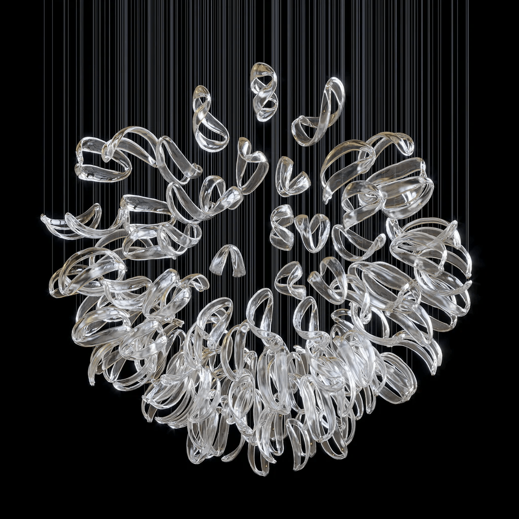 Designer Aqua Ripple Glass Art Customize Chandelier - CasaraHouse