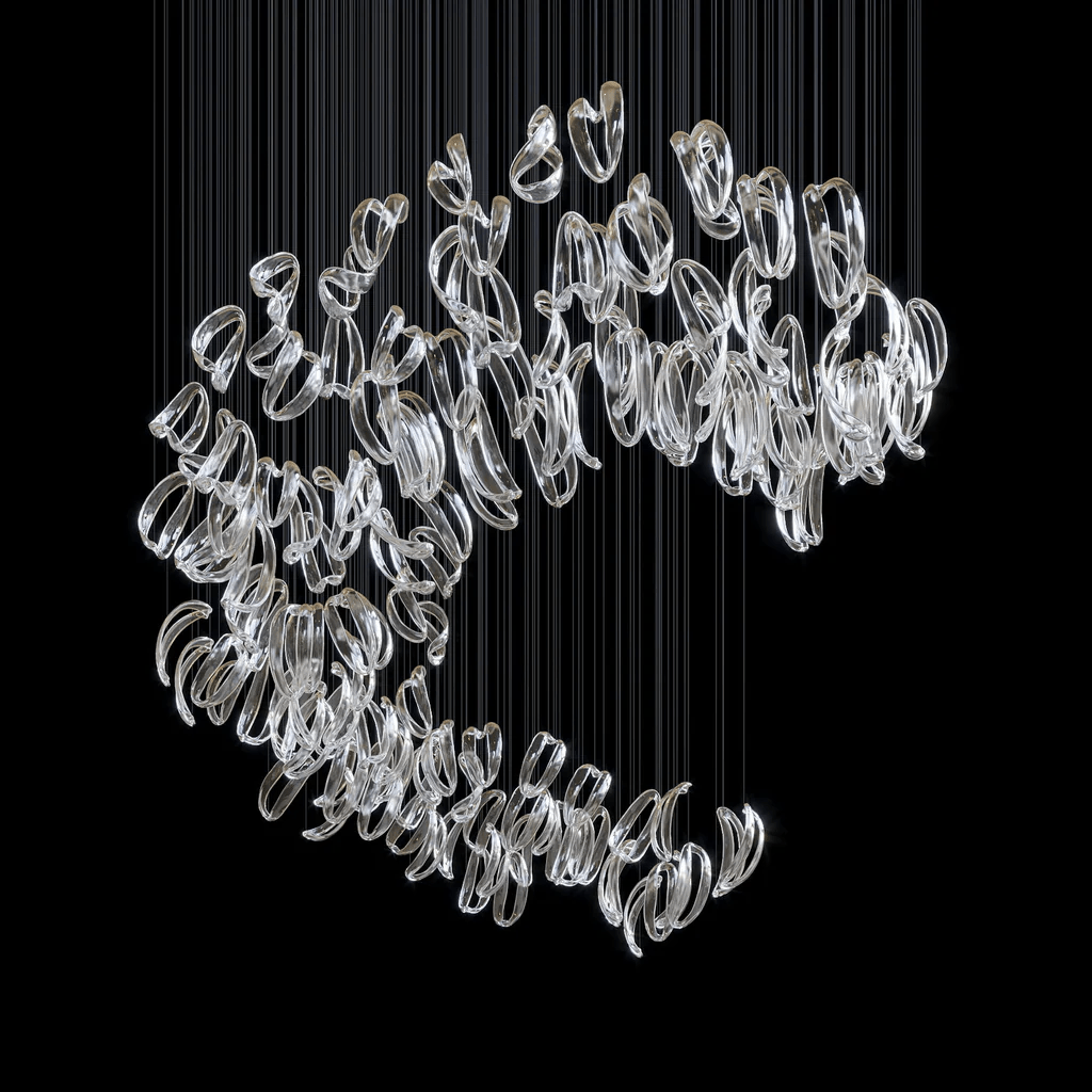 Designer Aqua Ripple Glass Art Customize Chandelier - CasaraHouse