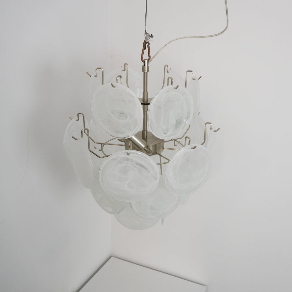 Aqua White Glass Murano Chandelier