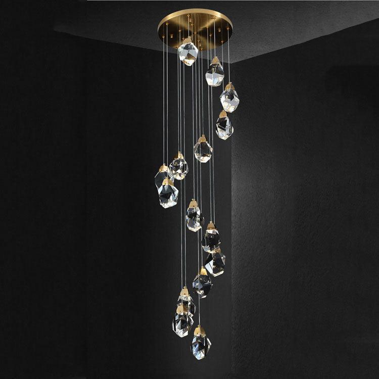 Masonry Faceted Crystal Prisms Chandeliers for Staircase Loft Secondary image