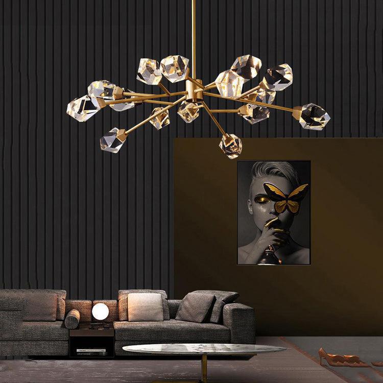 Masonry Faceted Crystal Prisms Chandelier