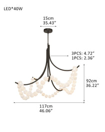 Cluster String Alabaster Beads Semi Flush Chandelier