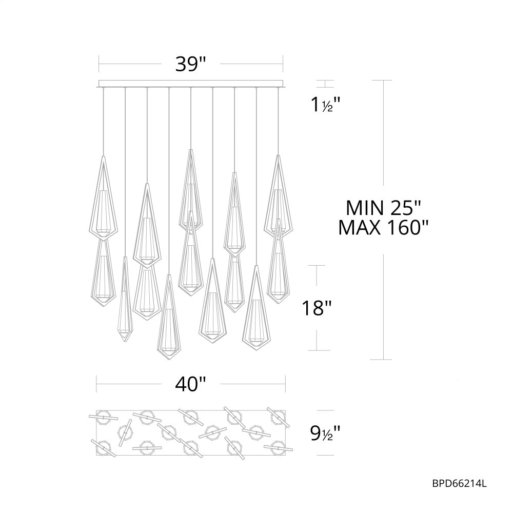 Schobek Crystal Linear Chandelier 14 Light