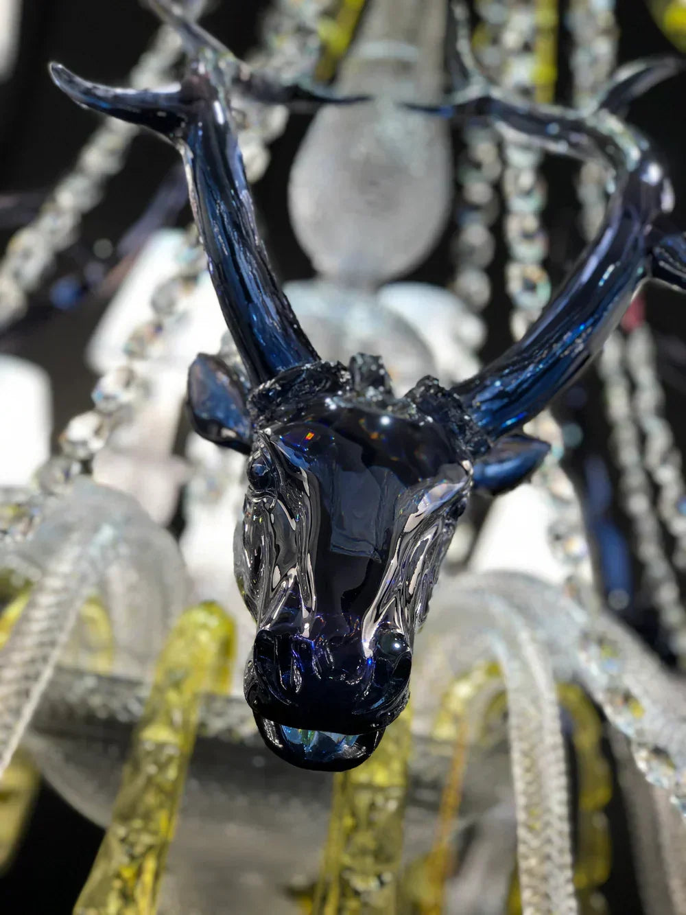 Maria Classic Colorful Candle Branch Blue Deer Crystal Chandelier for Living Room/Dining Room