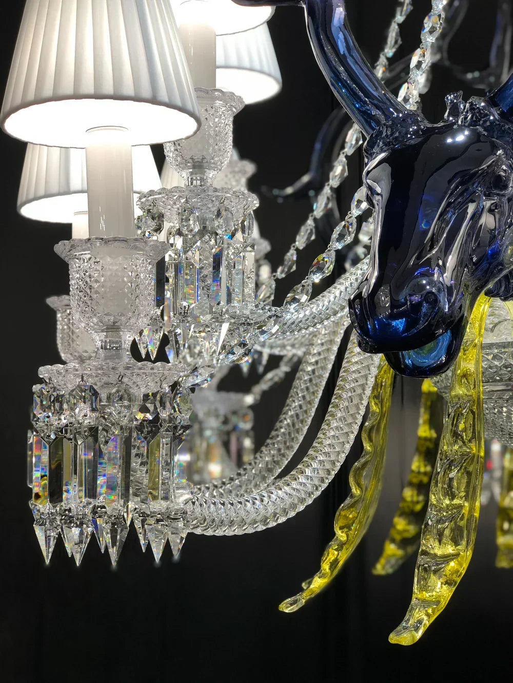 Maria Classic Colorful Candle Branch Blue Deer Crystal Chandelier for Living Room/Dining Room