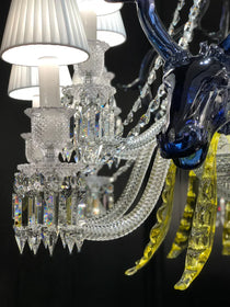Maria Classic Colorful Candle Branch Blue Deer Crystal Chandelier for Living Room/Dining Room