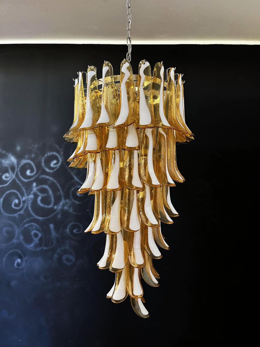 Petals Spiral Murano Amber Chandelier