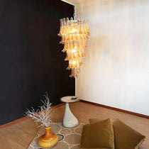 Petals Spiral Murano Transparent Chandelier