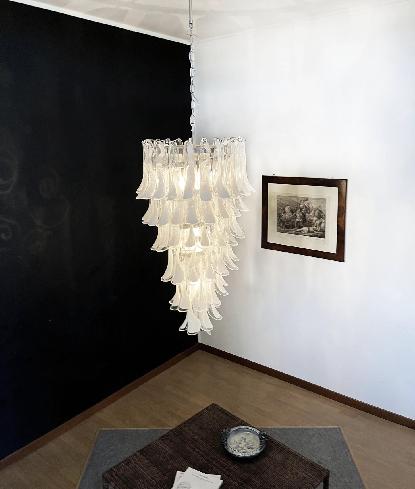 Petals Spiral Murano Transparent Chandelier