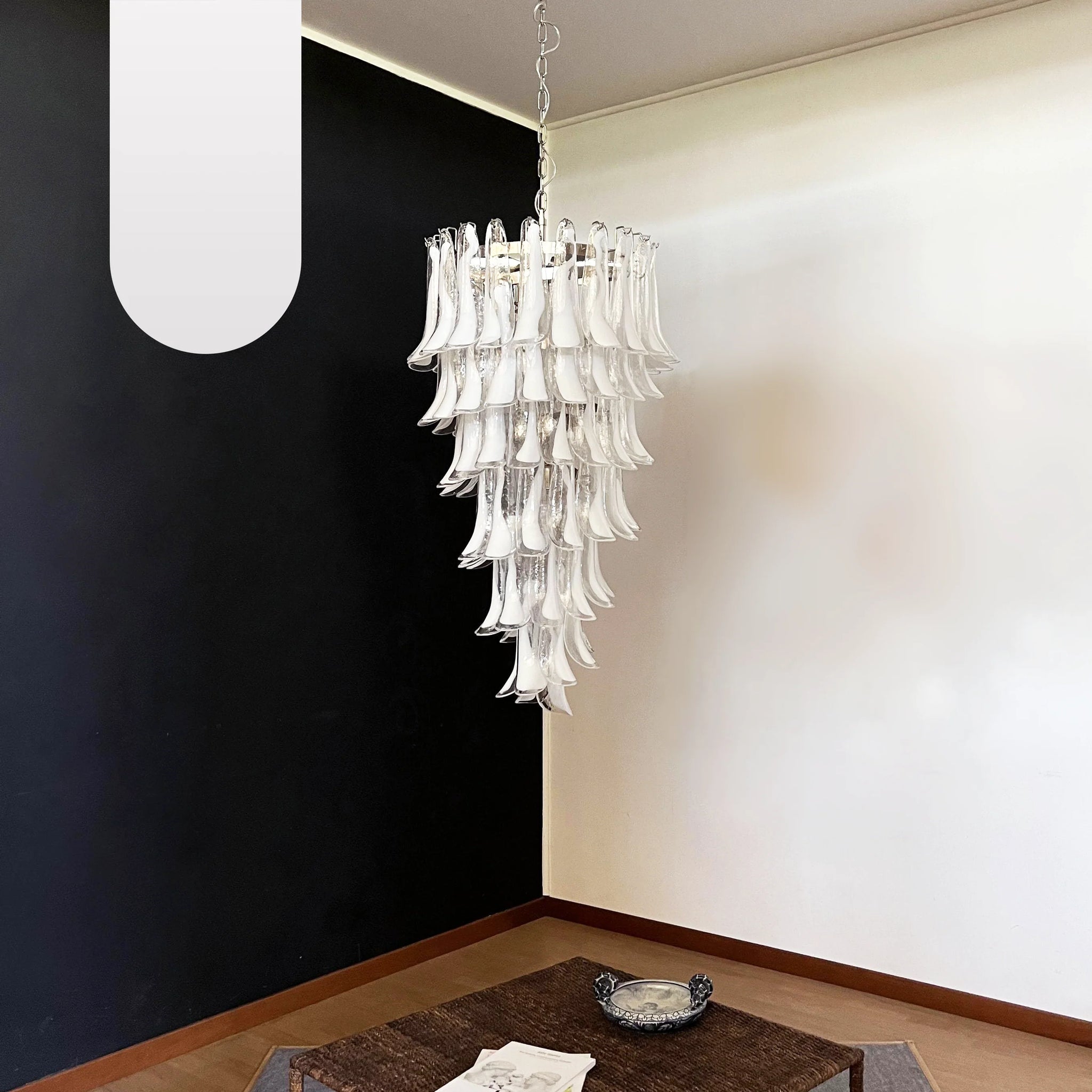 Petals Spiral Murano Transparent Chandelier