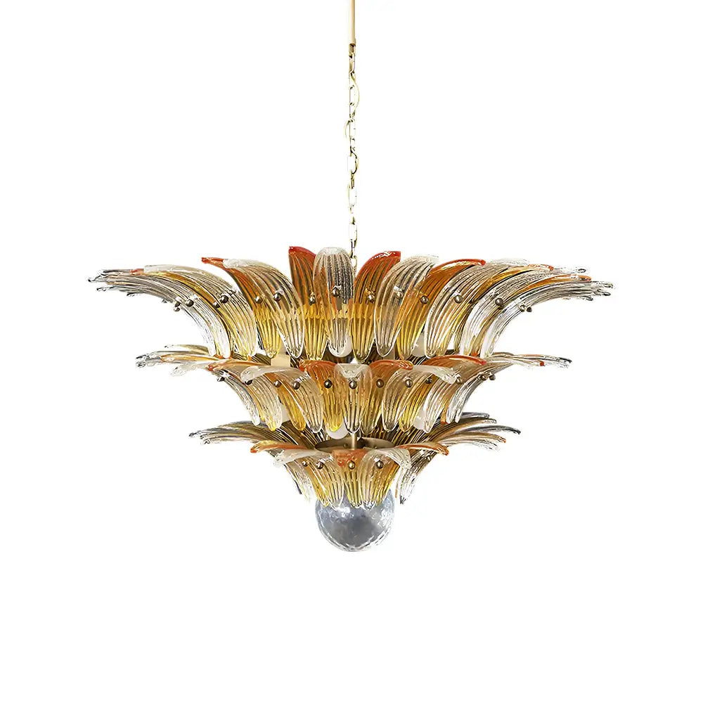 Beautifully Murano Palmette Amber Transparent Chandelier Main image