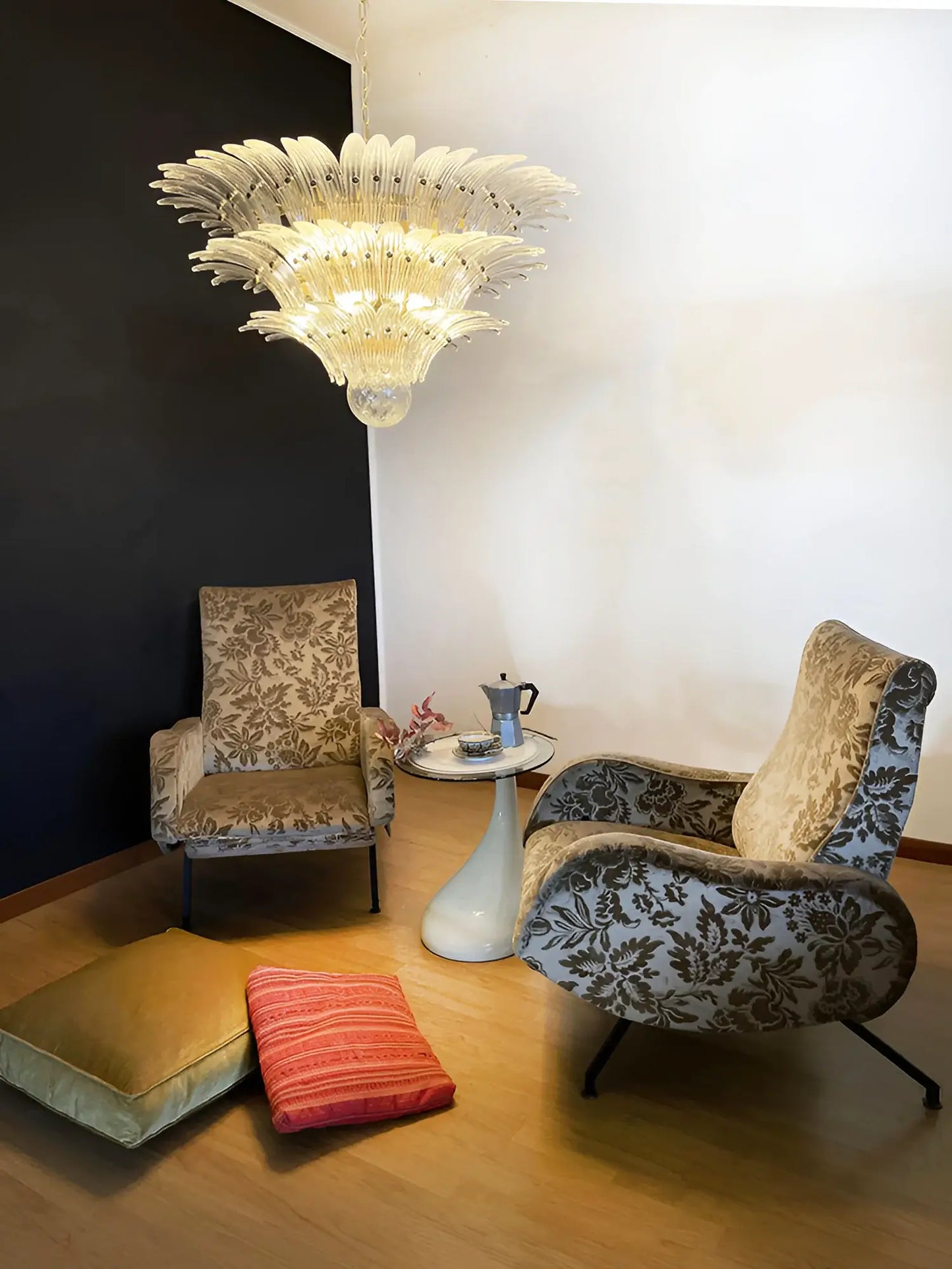 Beautifully Murano Palmette Transparent Chandelier